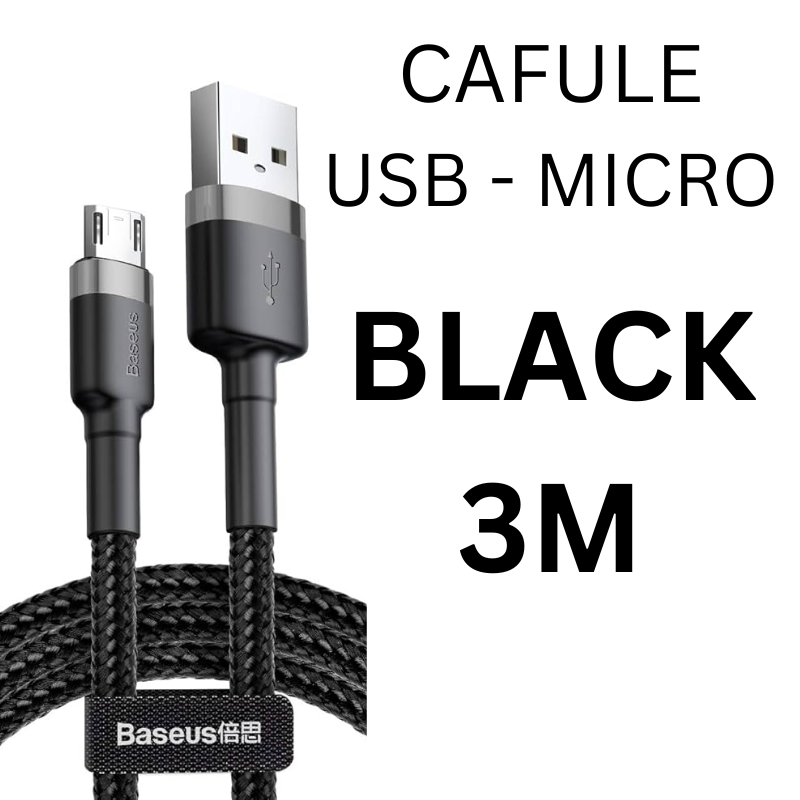 USB to Micro Cafule Cable - CALKF - Baseus - 3M - Black