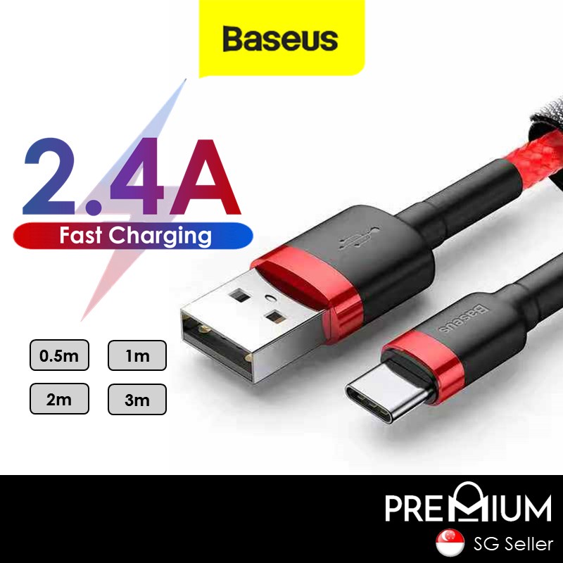 USB to Type C Cafule Cable - CALKF - Baseus - 3M - Red