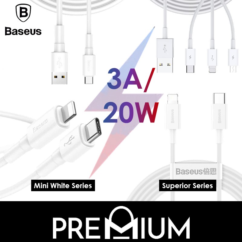 [EOL][DSC] USB to iOS Superior Series Fast Charging Data Cable 2.4A - CALYS-B02 - Baseus - 1.5M - White