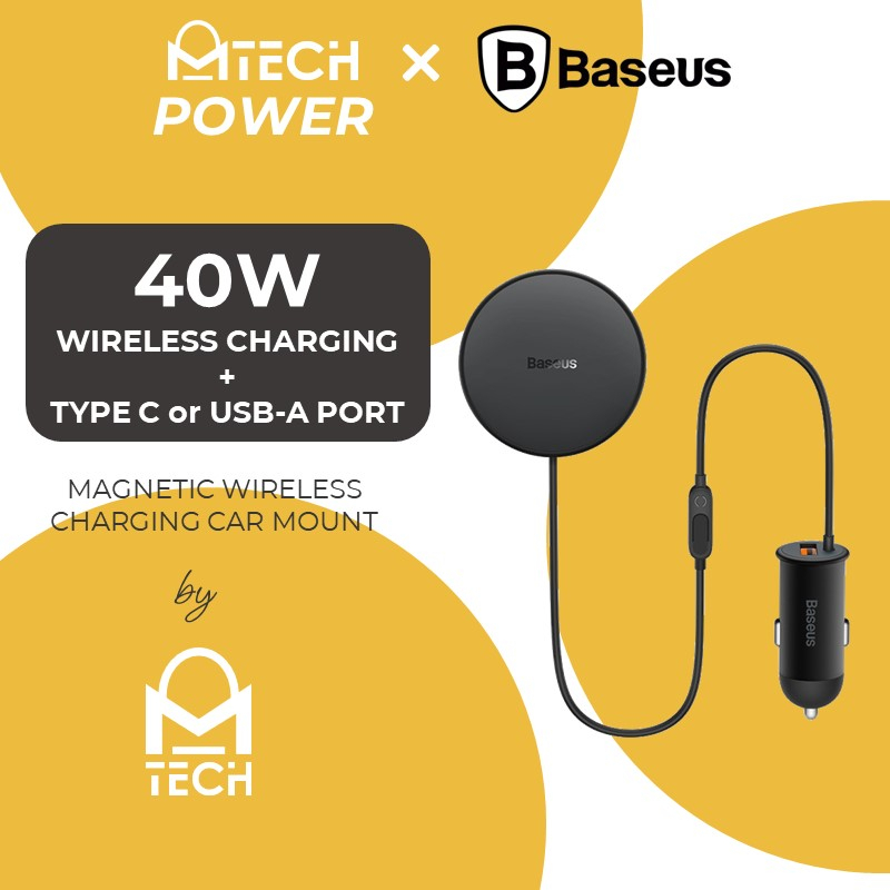 [DSC] CW01 Magnetic Wireless Charging Car Mount 40W (Wireless  Charging 15W+Tpye-C 25W) Claw Edition Cluster - BS-CW01 - Baseus - Black