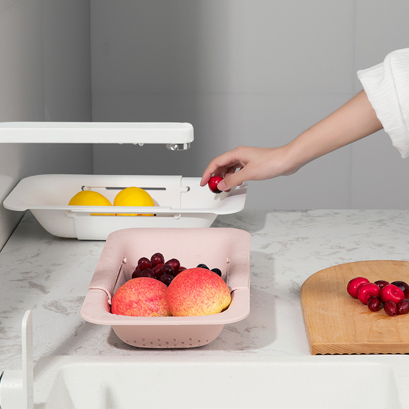 Over-the-Sink Extendable Colander and Holder - LS190814 - HEDO - White