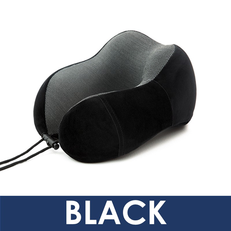 Neck Pillow with Drawstring Pouch - Homey - Black