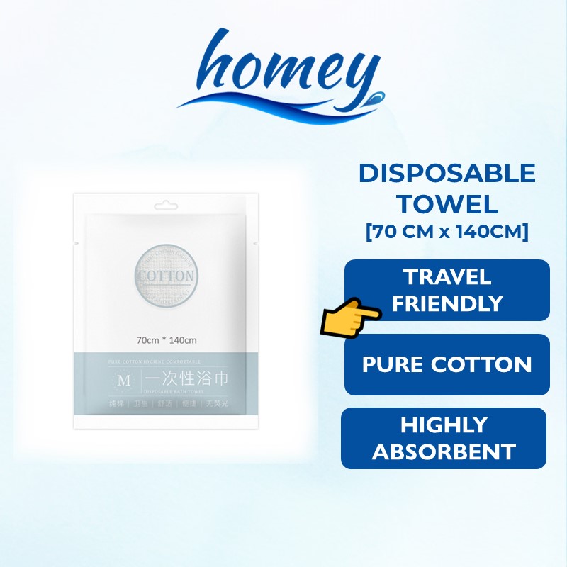 Disposable Cotton Towel for Travel - Homey - 70cm x 140cm - White