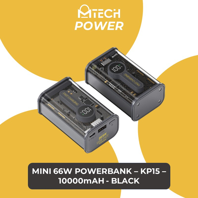 [DSC] Cyberpunk Mini 66w Powerbank with Digital Display - KP15 - MTech - 10000mAh - Black