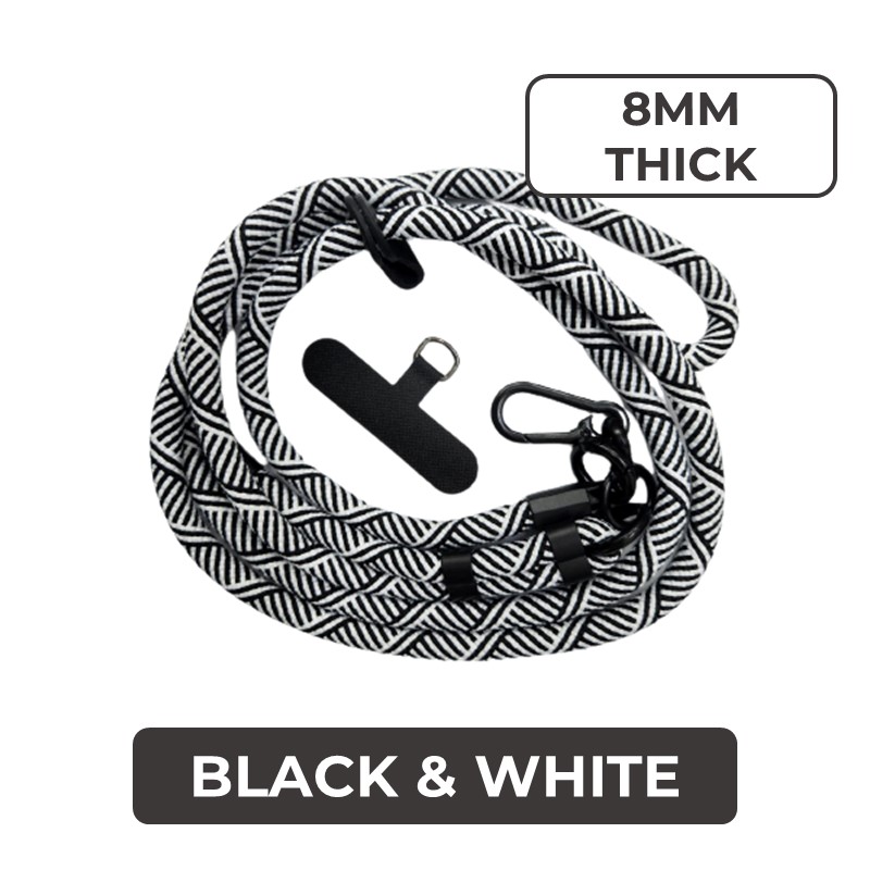 Universal Series -  Crossbody Flexi Adjustable Lanyard (8mm) - MTech - Black & White Gray