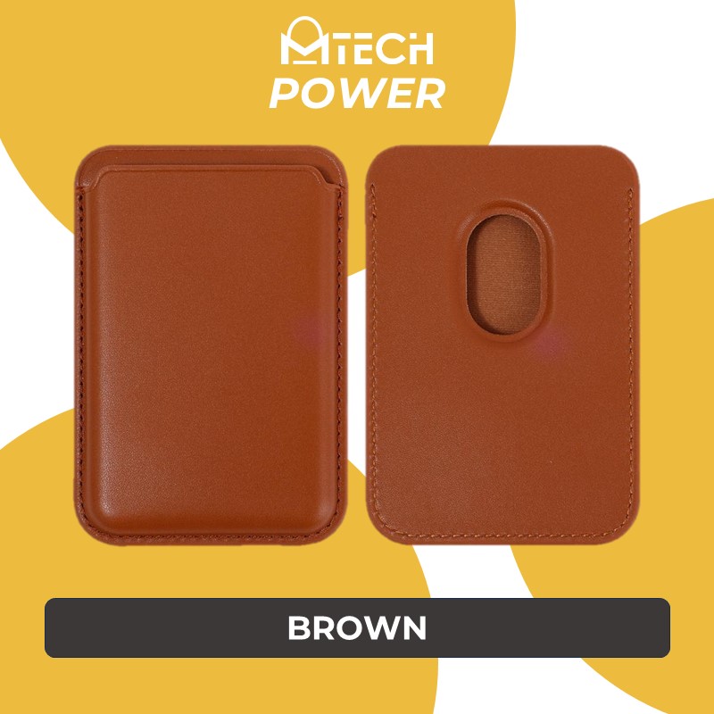 Magnetic Leather Card Holder - MTech - Brown