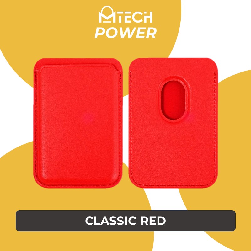 Magnetic Leather Card Holder - MTech - Classic Red
