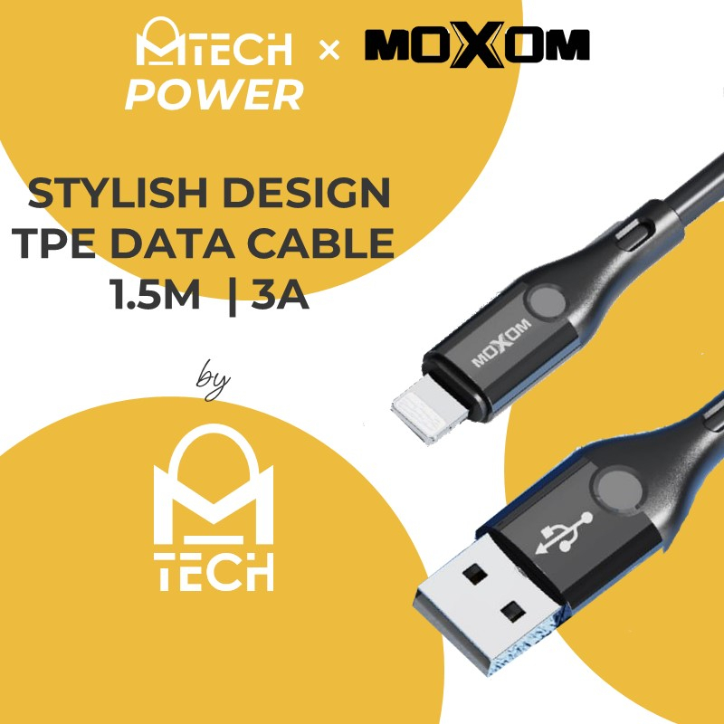 [DSC] USB to iOS Stylish Design TPE 3A Data Cable - MX-CB164 - MOXOM - 1.5M - Black