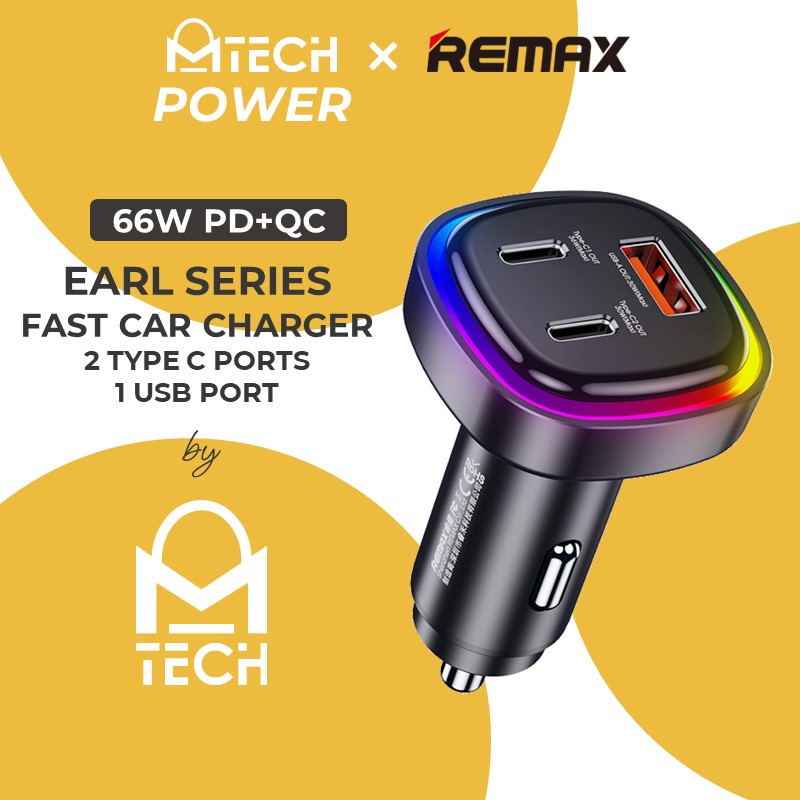 [EOL][DSC] Earl Series 66W PD+QC 2C+1A Fast Car Charger - RCC330 - REMAX - Black