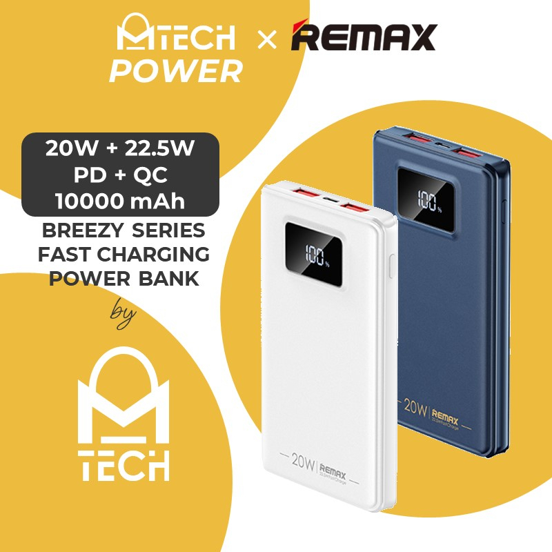 Breezy Series 20w+22.5w PD+QC Fast Charging Power Bank - RPP-319 - REMAX - 10000mAh - White