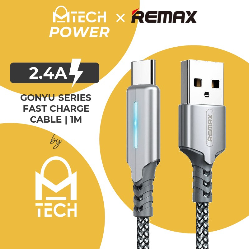 USB to Type C Fast Charge Cable Gonyu Series 2.4A - RC-123a - REMAX - 1M - Silver