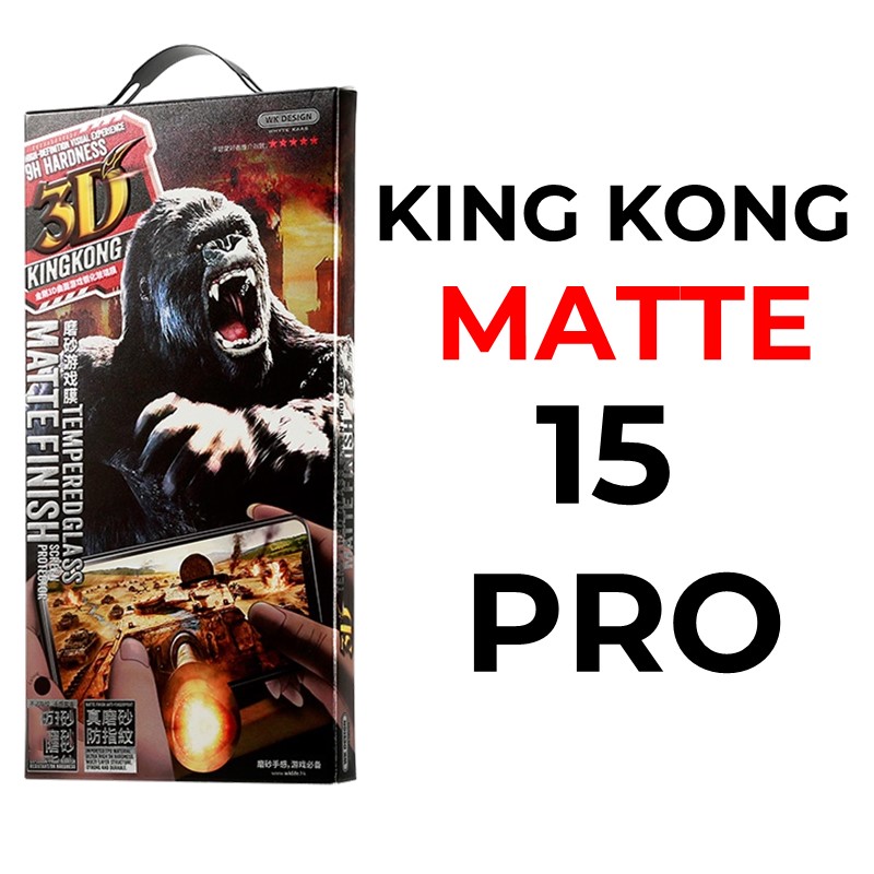 iPhone 15 Pro 6.1 King Kong 3D Tempered Glass Full Cover - WTP-030 - WK - Matte - Black