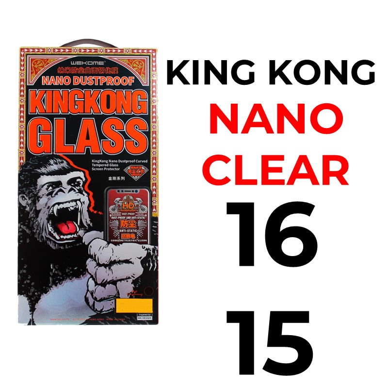 iPhone 16 Or 15 - 6.1 in King Kong Series Nano Dustproof Curved Tempered Glass - WTP-029 - WK - Clear - Black
