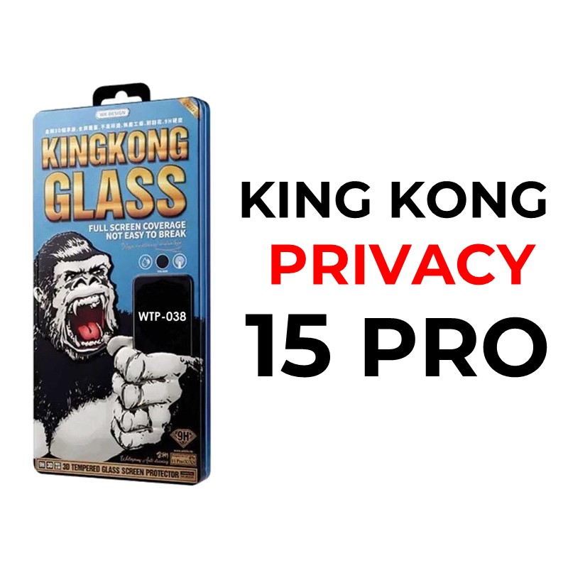iPhone 15 Pro 6.1 King Kong 3D Tempered Glass Full Cover - WTP-039 - WK - Privacy - Black