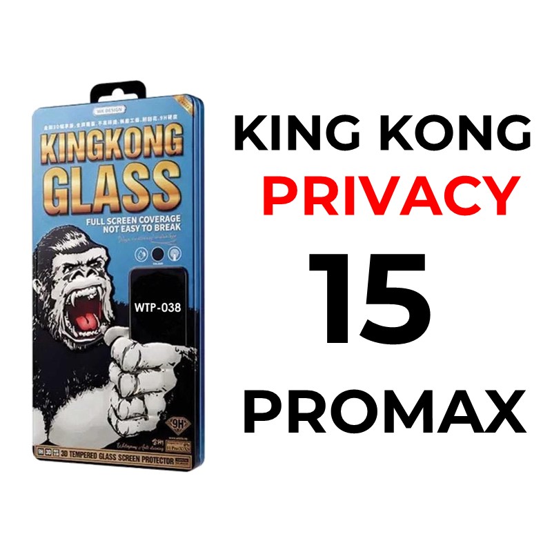 iPhone 15 Pro Max 6.7 King Kong 3D Tempered Glass Full Cover - WTP-039 - WK - Privacy - Black