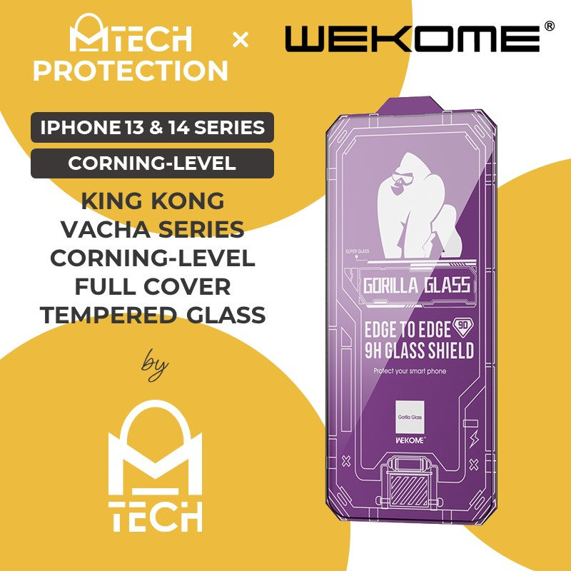 [EOL][DSC] iPhone 16 Or 15 - 6.1 in King Kong Vacha Series 9D Corning-Level Glass Full Cover Tempered Glass - WTP-068 - WK - Clear - Black