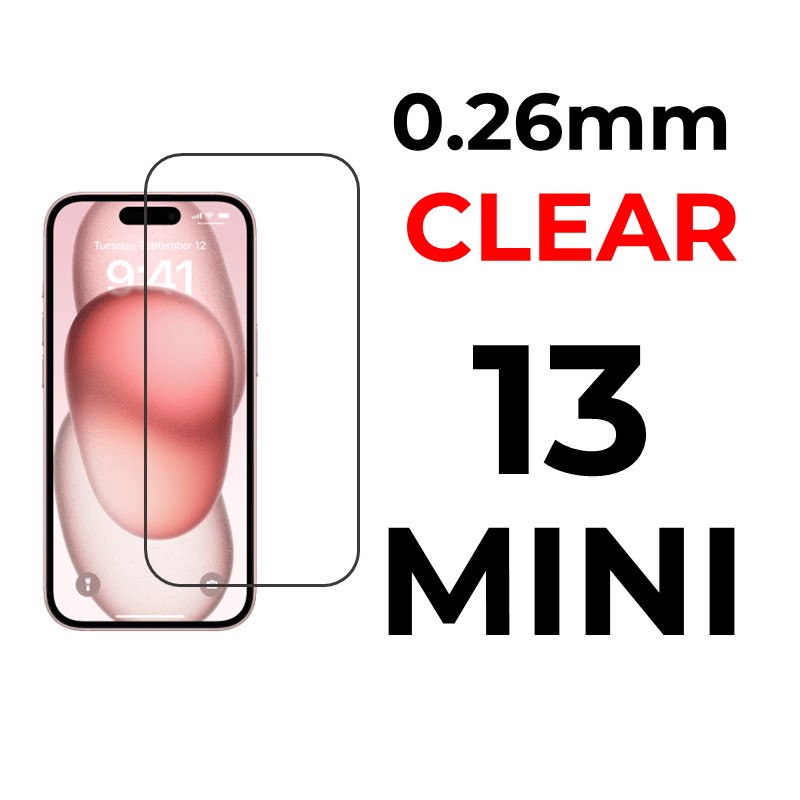 iPhone 13 Mini - 5.4 in Tempered Glass  - 0.26mm - OEM - Clear
