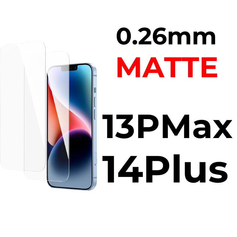 iPhone 13 Pro Max or 14 Plus- 6.7 in Tempered Glass  - 0.26mm - OEM - Matte - Matte