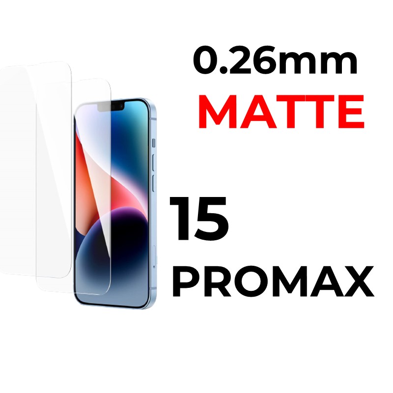 iPhone 15 Pro Max 6.7 in Tempered Glass - 0.26mm - OEM - Matte