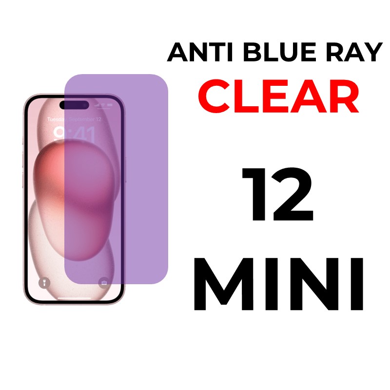 iPhone 12 Mini - 5.4 in Full Coverage - OEM - Anti Blue Ray and Clear - Black