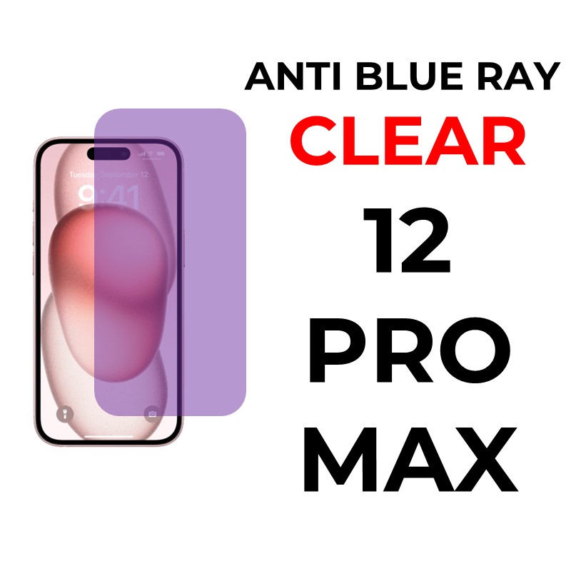 iPhone 12 Pro Max - 6.7 in Full Coverage - OEM - Anti Blue Ray and Clear - Black