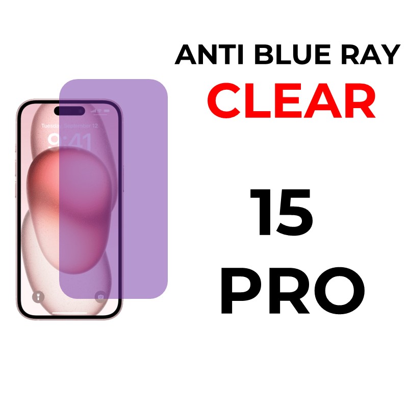 iPhone 15 Pro 6.1 in Full Coverage - OEM - Anti Blue Ray and Clear - Black