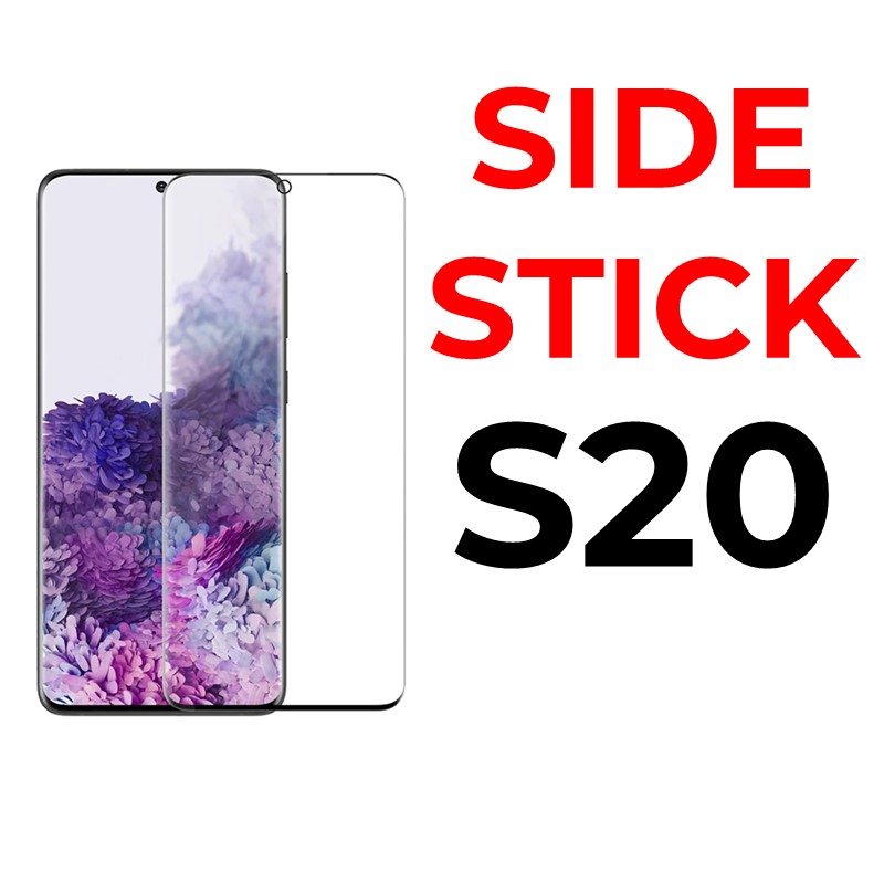Samsung Galaxy S20 Side-Stick Curved Tempered Glass - OEM - Clear - Black