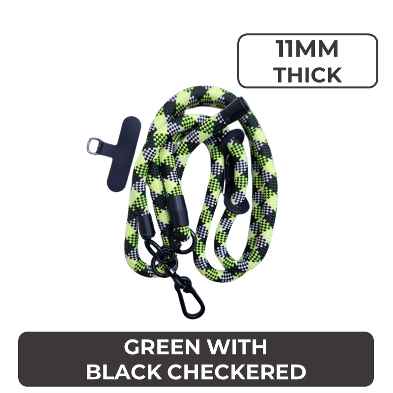 Universal Series - Crossbody Adjustable Strap With Thin Tag (11mm) - MTech - Green With Black Checkered
