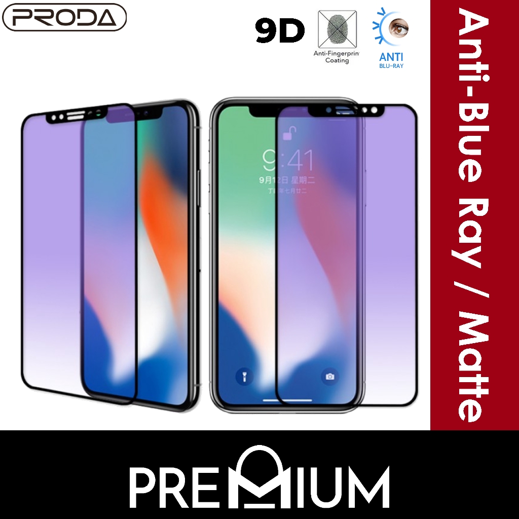 iPhone X or XS or 11 Pro - 5.8" Guard Alfa Series Tempered Glass - Proda - Anti Blue Ray and Matte - Black