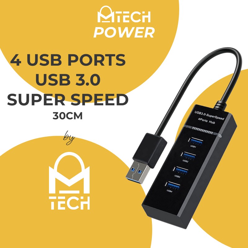 3.0 USB 4 Port Hub - 303 - OEM - 30cm - Black