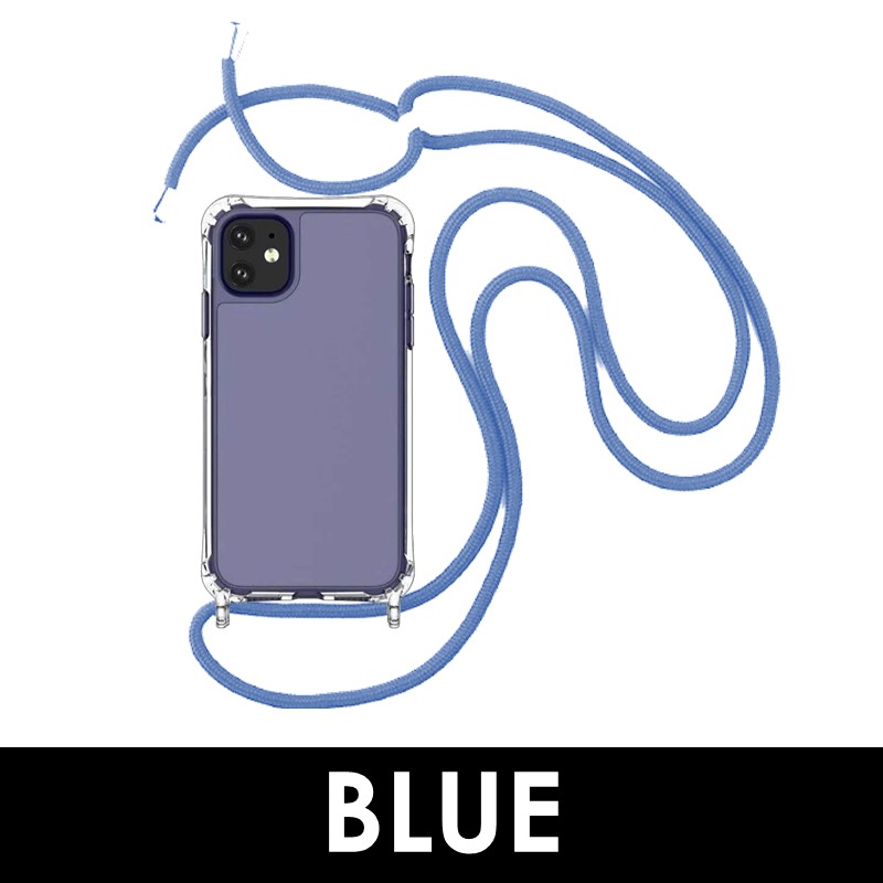 iPhone 13 Pro - 6.1 in Hanging Straps Anti-Shock Tough Armour Case Clear - OEM - Blue