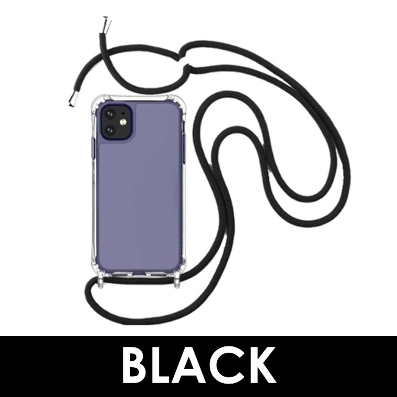 iPhone 13 Pro Max - 6.7 in Hanging Straps Anti-Shock Tough Armour Case Clear - OEM - Black