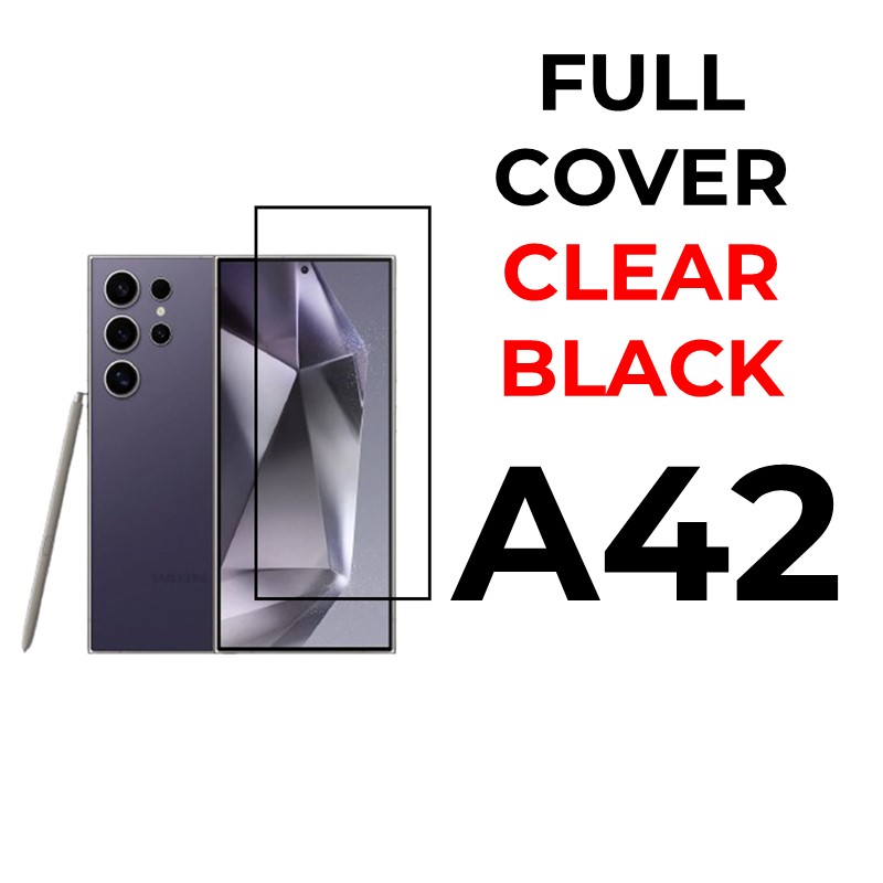 Samsung Galaxy A42 Tempered Glass Full Coverage - OEM - Clear - Black
