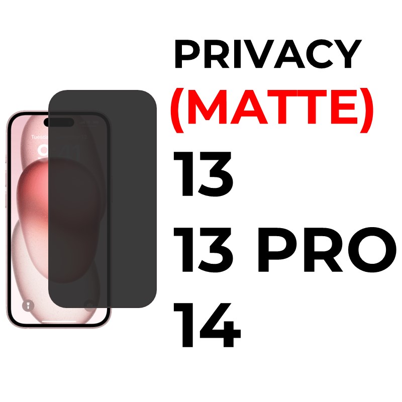 iPhone 16e/14/13/13 Pro Tempered Glass Full Coverage - OEM - Privacy (Matte)