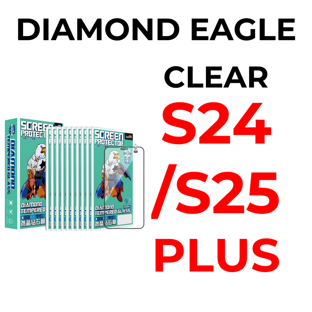 Samsung Galaxy S24 Plus/S25 Plus - Diamond Eagle Tempered Glass - WEKIM - Clear - Black