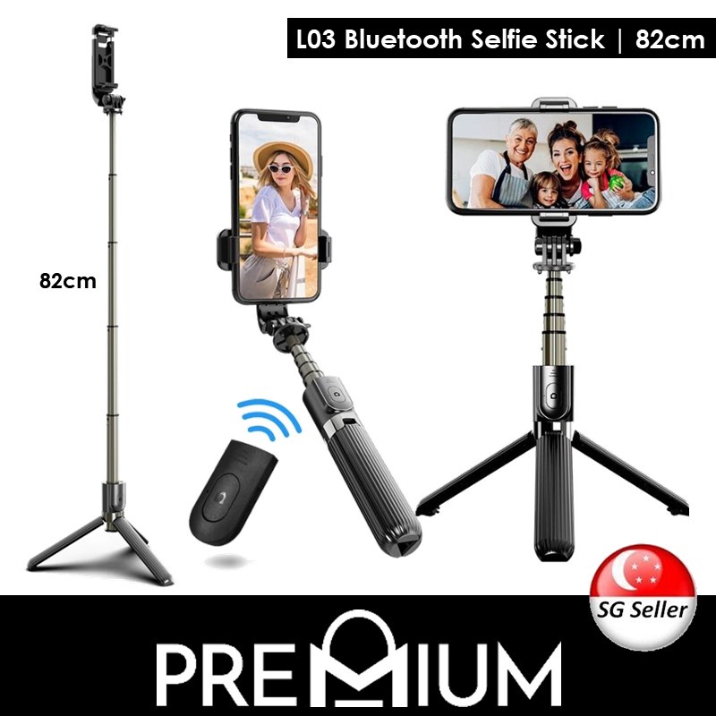 Bluetooth Selfie Stick With Tripod Stand - L03 - OEM - Black
