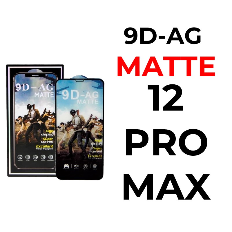 iPhone 12 Pro Max - 6.7 in 9D-AG Tempered Glass Full Coverage - OEM - Matte - Black