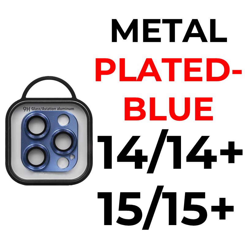 iPhone 15/15 Plus/14/14 Plus - Metal Plated Camera Lens - OEM - Blue