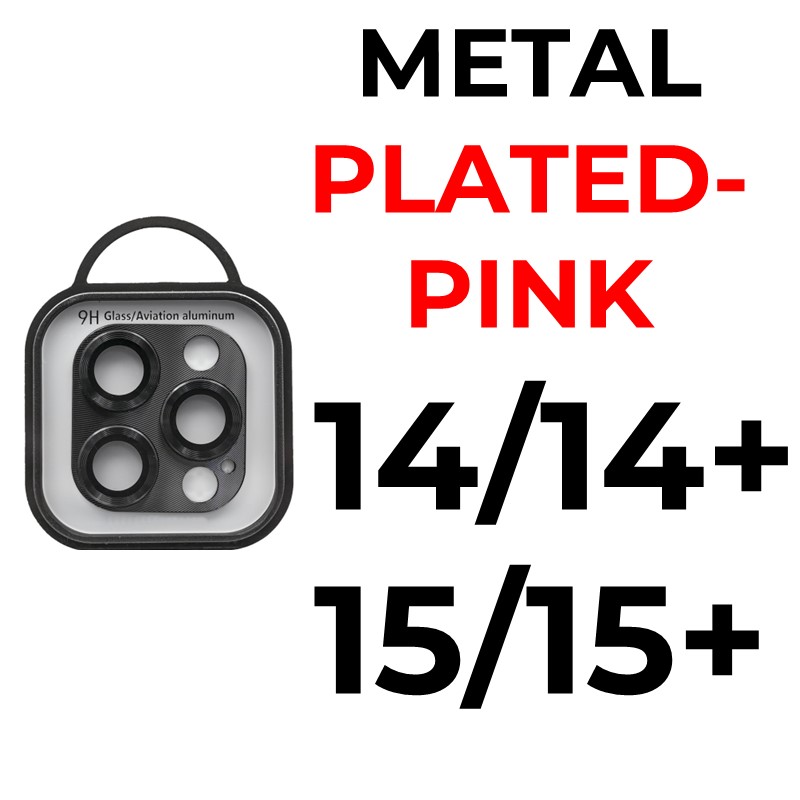 iPhone 15/15 Plus/14/14 Plus - Metal Plated Camera Lens - OEM - Pink