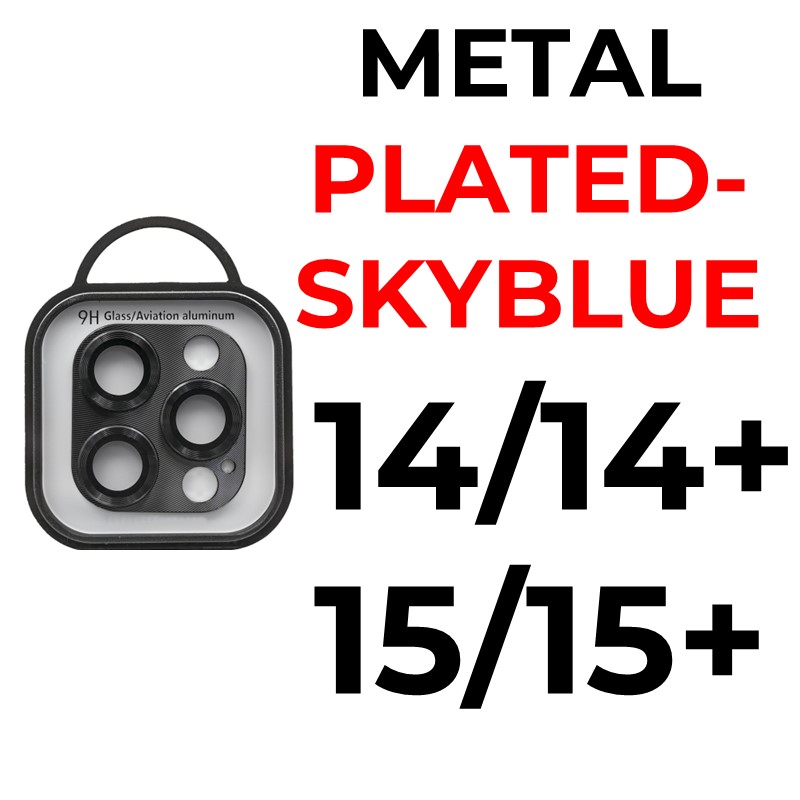 iPhone 15/15 Plus/14/14 Plus - Metal Plated Camera Lens - OEM - Sky Blue