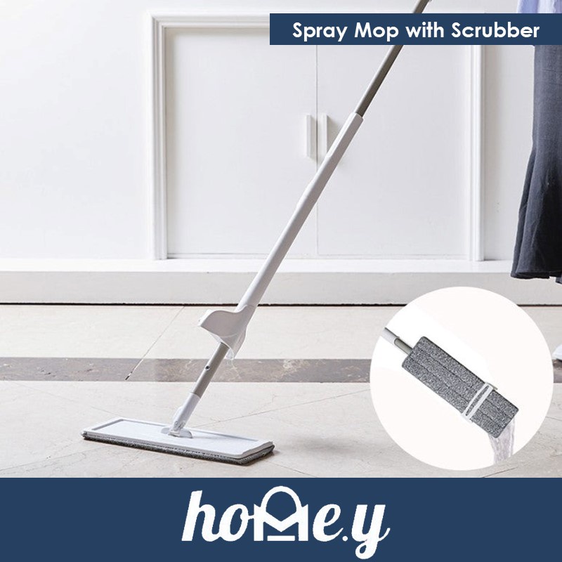 Spray Mop with Draining Scrubber and Top Water Storage - OEM - White or Grey