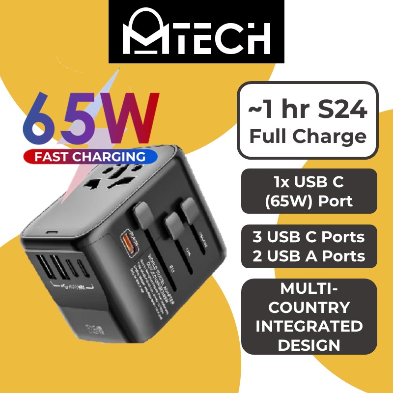 65W TravelCharge Universal Travel Adapter - MTech - Black