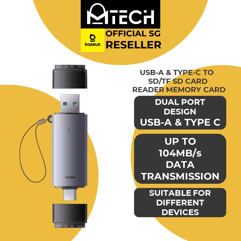 [EOL] [DSC] Card Reader Lite Series USB-A & Type-C to SD/TF Card Reader - Baseus - Grey