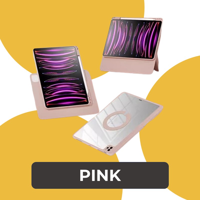 iPad Air 13 Or Pro 13 in 6th Or 7th (2024) Gen Magnetic Back Flip Lock Case - MTech - Pink