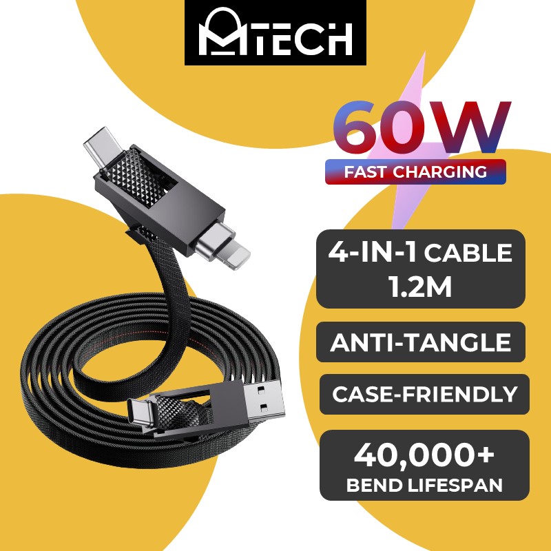 4 in 1 60W Cable - MTech - 1.2M - Black