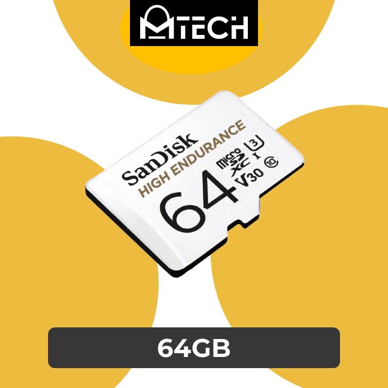 High Endurance microSD Card 100MB/s - R 40MB/s W - Sandisk - 64GB - White
