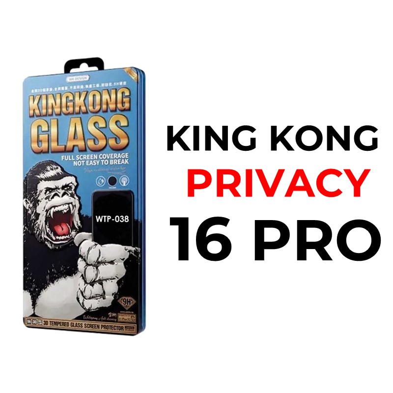 iPhone 16 Pro 6.3 - King Kong 3D Tempered Glass Full Cover - WTP-039 - WK - Privacy - Black