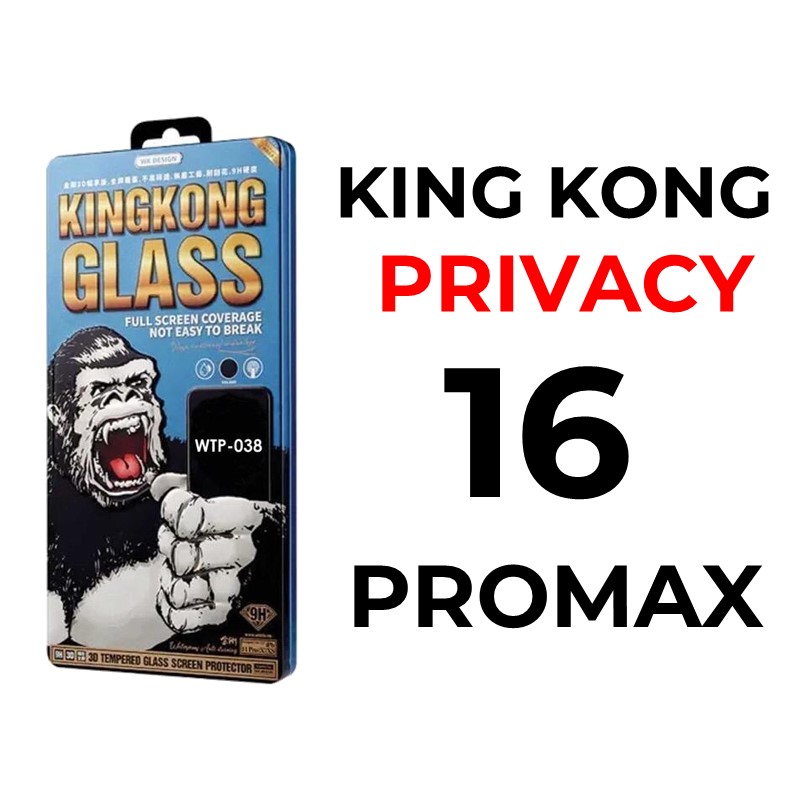 iPhone 16 Pro Max 6.9 - King Kong 3D Tempered Glass Full Cover - WTP-039 - WK - Privacy - Black