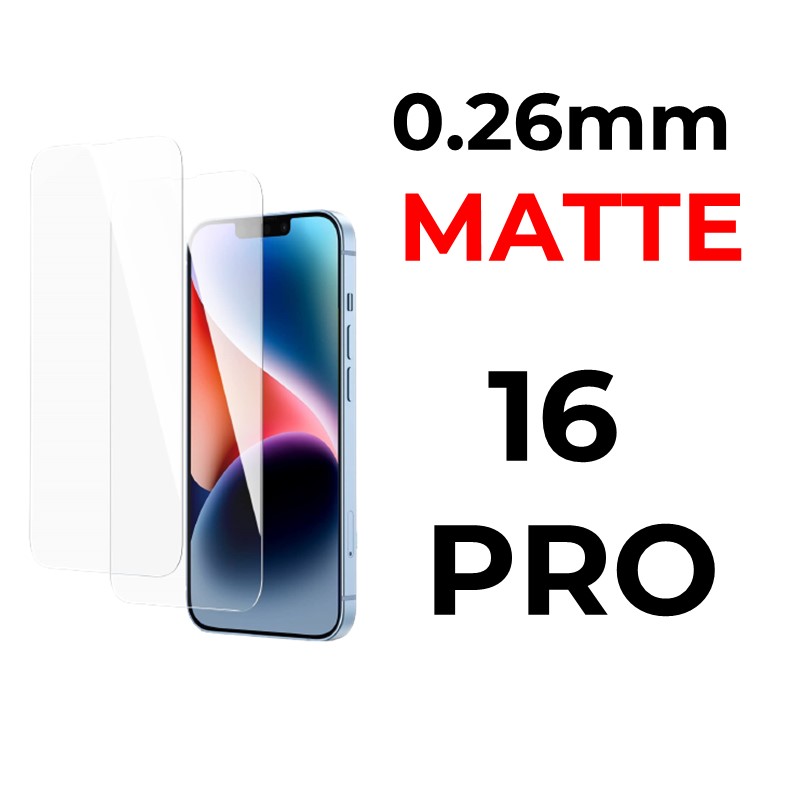 iPhone 16 Pro 6.3 in - Tempered Glass - Flat Surface - 0.26mm - OEM - Matte