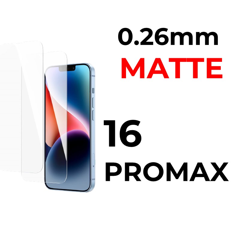 iPhone 16 Pro Max 6.9 in - Tempered Glass - Flat Surface - 0.26mm - OEM - Matte